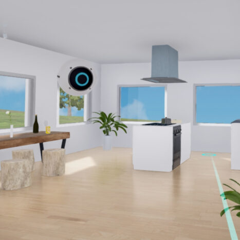 Virtuelles Wohnzimmer mit Teleport