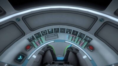 Raumschiff leuchtende Knöpfe des Cockpits